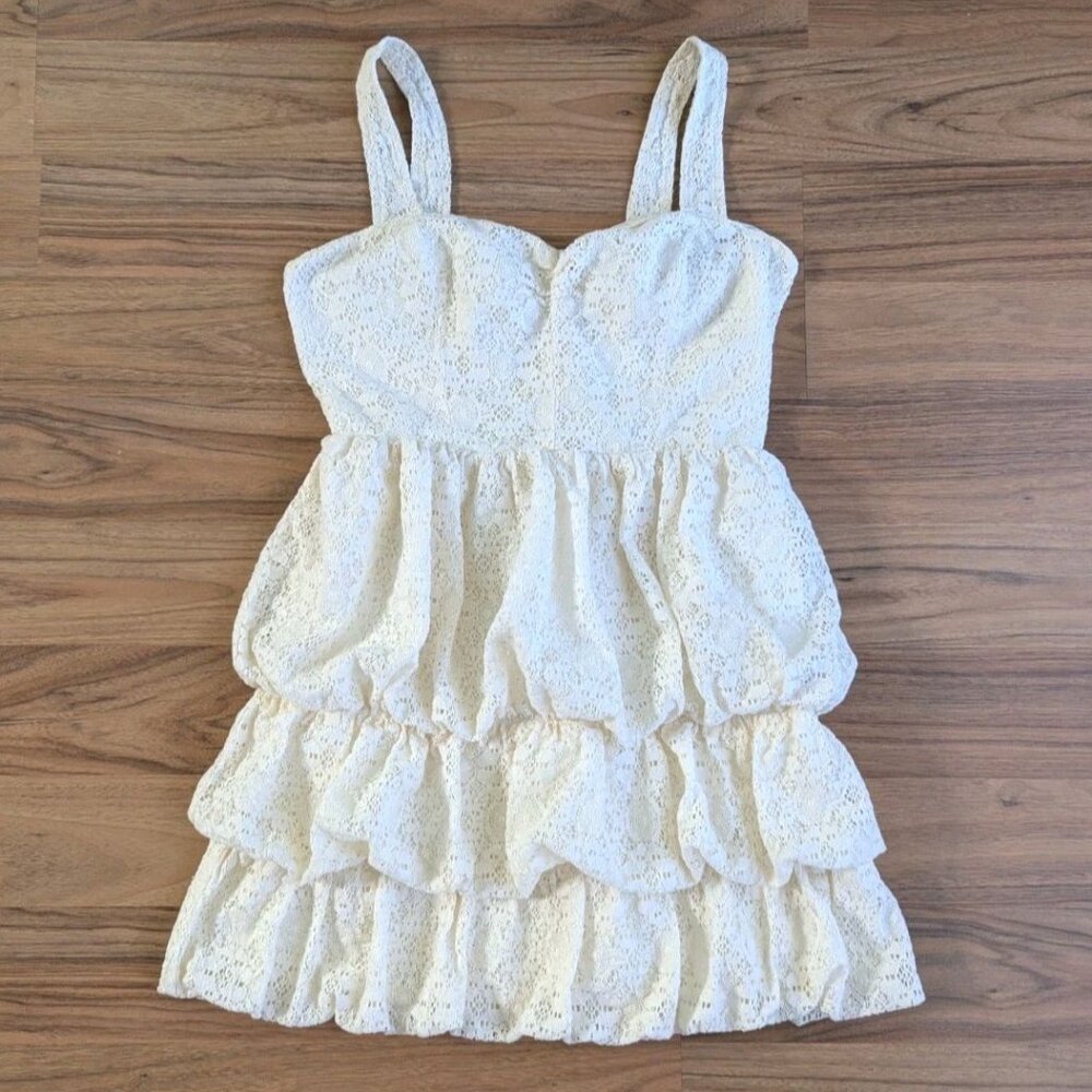 Guess Y2K White Lace Mini Dress Size XS/S Boho Western Sundress Crochet B9 - Picture 1 of 9